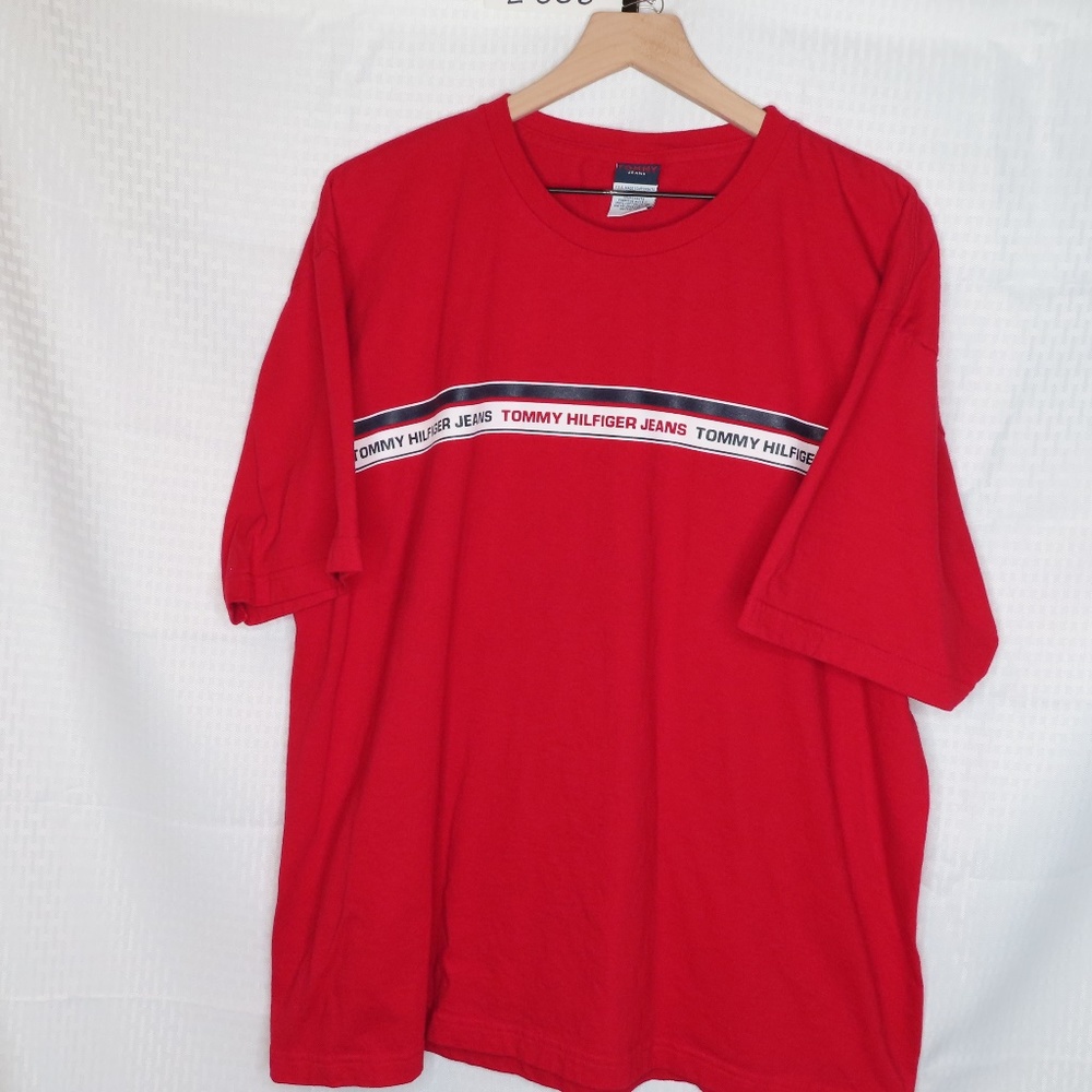 TOMMY HILFIGER JEANS - MENS T-SHIRT - RED- SIZE XL